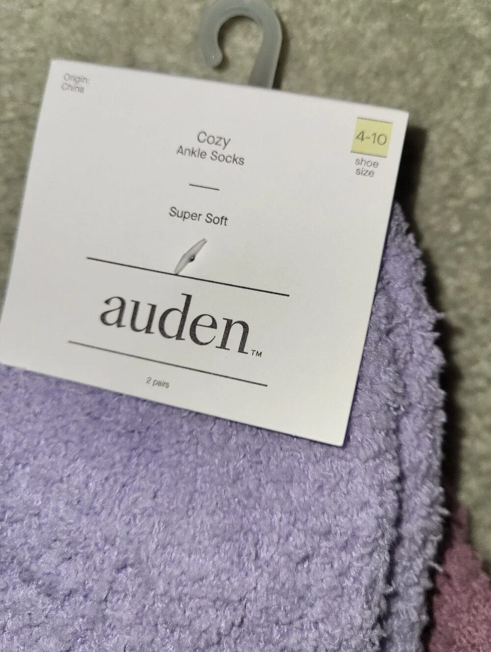 Auden Plush Cozy Fuzzy Ankle Socks in Lavender and Mauve fit 4-10 Shoe Size